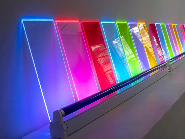 Plaque Plexiglass Seta-LED éclairée par la tranche avec LED colorées